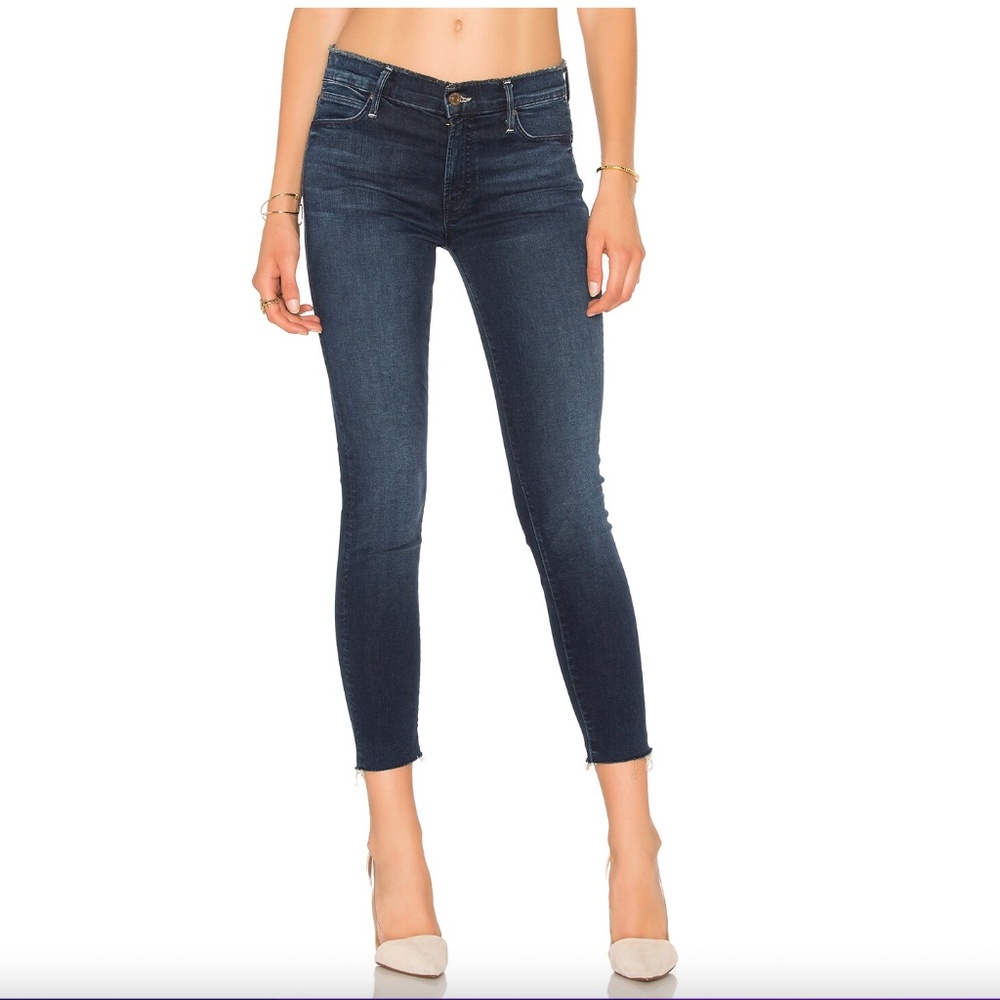 MOTHER Double Fray Charmer Crop Jeans In Photo Finish Sz 26